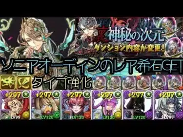 裏神秘の次元🧙ソニアオーディン希石GET(ドラゴン攻撃強化)🧙虎杖真人PT攻略【パズドラ 裏次元の案内人】