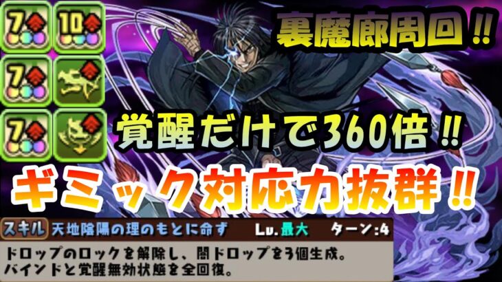 【徹底解説】能力調整で超絶強化‼符咒士・ヒョウ 使ったブラックバードPTで裏魔廊周回‼【パズドラ】