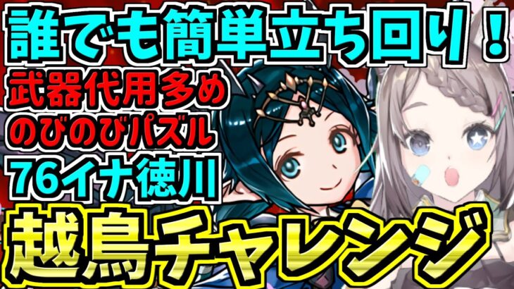 【誰でも簡単立ち回り】越鳥チャレンジ76イナ徳川編成！代用解説・立ち回り解説！裏多次元の越鳥【パズドラ】