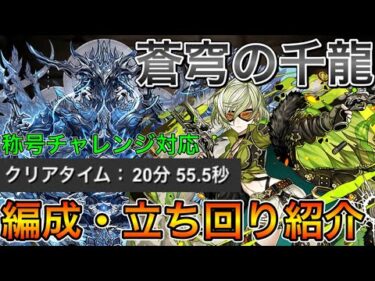 【蒼穹の千龍】新ダンジョンを20分で攻略！リズレットが強すぎた！【パズドラ実況】