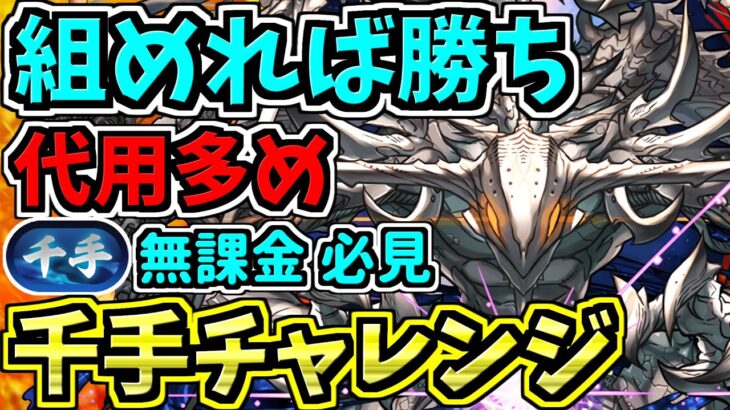 【パズル組めれば勝ち】千手チャレンジ！ビッグバン編成！代用多め・立ち回り解説！未知の新星！蒼穹の千龍【パズドラ】