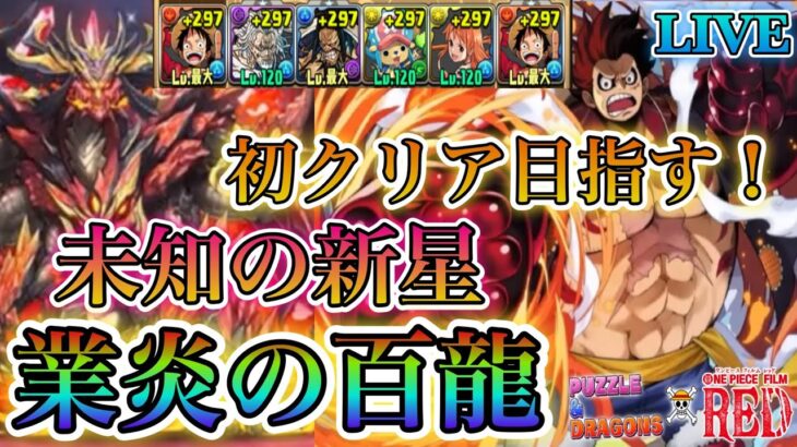 【パズドラ】未知の新星業炎の百龍ワンピースパーティーで初クリア目指して挑んでいく！