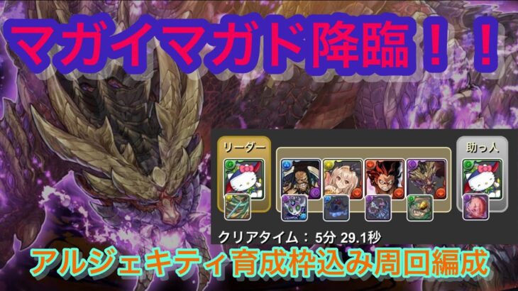 【パズドラ】マガイマガド降臨！！アルジェキティ育成枠込み周回編成#パズドラ #マガイマガド降臨　#アルジェキティ　#周回 #周回編成