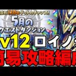 【5月のクエスト】Lv12 ロイノチ攻略編成 三体以下編成完全攻略！魔法石12個を回収しよう！ロイノチ編成代用＆立ち回り解説！【パズドラ】