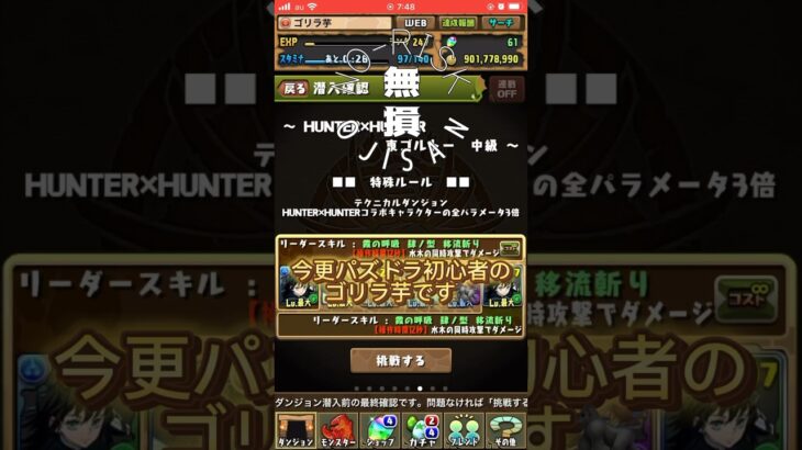 今更パズドラ初心者【ハンターハンターコラボダンジョン中級攻略】 #ゲーム #games #ゲーム実況 #ゲーム配信 #ハンターハンター　#初心者　#コラボ　#コラボダンジョン