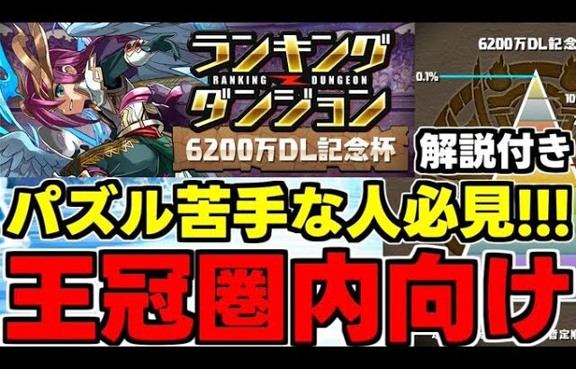 【ランダン】パズル苦手な人必見！ルート2回と固定パズル2回で王冠を狙おう！パズル解説付き！ランキングダンジョン6200万DL杯王冠圏内向け立ち回り解説！【パズドラ】