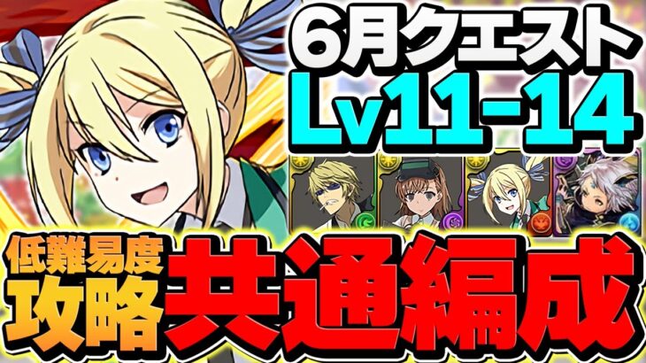 【魔法石50個】アンジェリーナでLV11-LV14を共通編成攻略！アシスト不要&代用多数！やらないと損！【パズドラ】