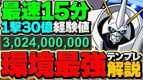 【十億終了】1周15分で30億経験値！オメガモンが環境をぶっ壊しました！安定感超UP!!【パズドラ】