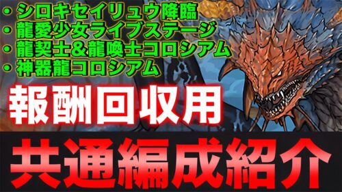 【共通編成】魔法石やイベントメダルなど報酬たくさん！龍契士&龍喚士コロシアム・龍愛少女ライブステージ・神器龍コロシアム・シロキセイリュウ降臨 ネロミェール共通編成！【パズドラ】