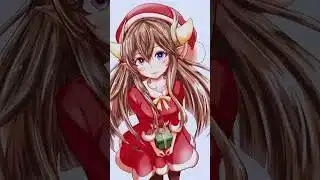 【 イラスト メイキング 】( カラー ) ( 高速再生 ) #Shorts 線画 ・制服 クリスマス サンタコス イデアル パズドラ イラスト ／ クリスタ