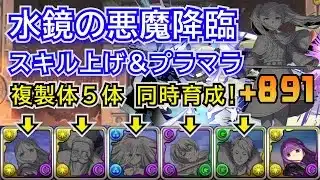 水鏡の悪魔降臨　スキル上げ＆プラマラ編成　複製体5体同時育成　自軍無課金編成