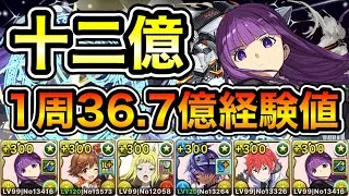 【パズドラ】全キャラプラス上げできます！1周36.7億経験値！全敵対応！十二億ダンジョン！銀翼の自迅 ！1周15分台！フェルン編成でランクとプラス上げ周回！