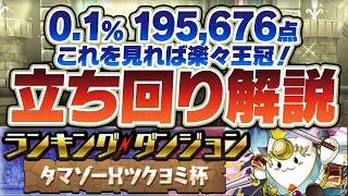 【パズドラ】これ見れば王冠余裕です！タマゾーXツクヨミ杯0.1%195,676点！王冠立ち回り解説！【ランダン】